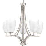 Progress Lighting Leap Collection 5-Light Brushed Nickel Etched Opal Glass Modern Chandelier Light