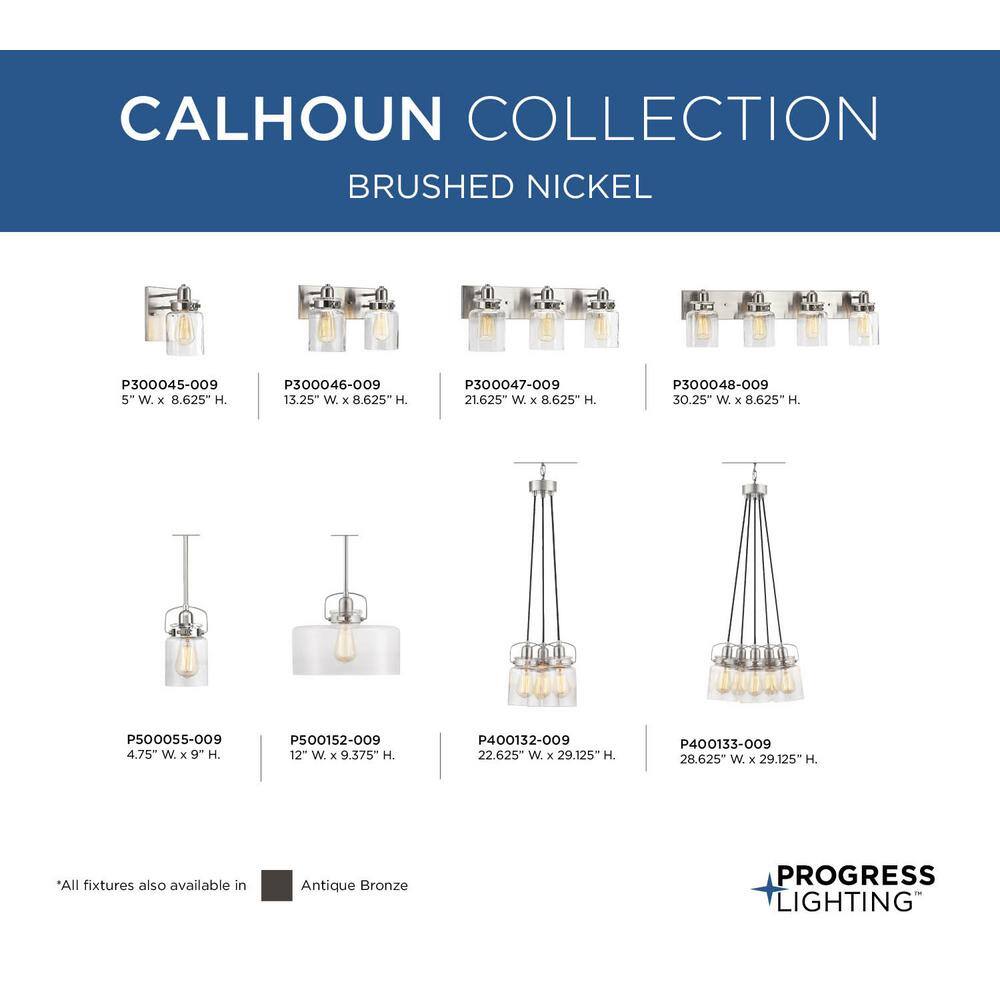 Progress Lighting Calhoun Collection 5-Light Brushed Nickel Chandelier with Shade