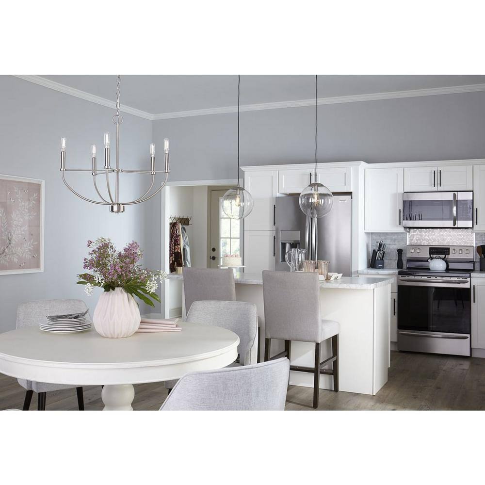 Progress Lighting Leyden 5-Light Brushed Nickel Farmhouse Chandelier Light