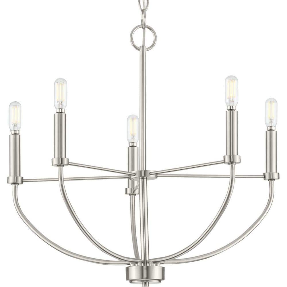 Progress Lighting Leyden 5-Light Brushed Nickel Farmhouse Chandelier Light