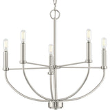 Progress Lighting Leyden 5-Light Brushed Nickel Farmhouse Chandelier Light