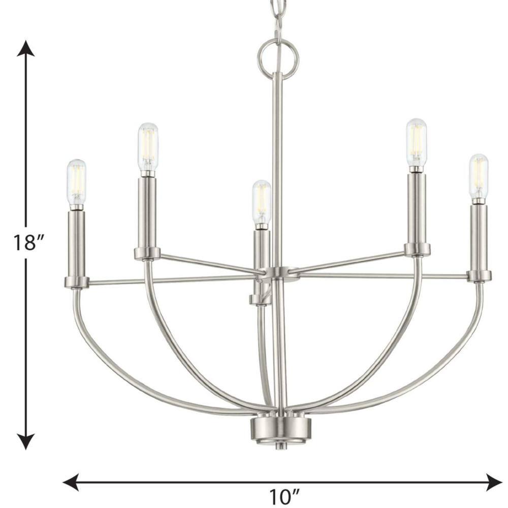 Progress Lighting Leyden 5-Light Brushed Nickel Farmhouse Chandelier Light