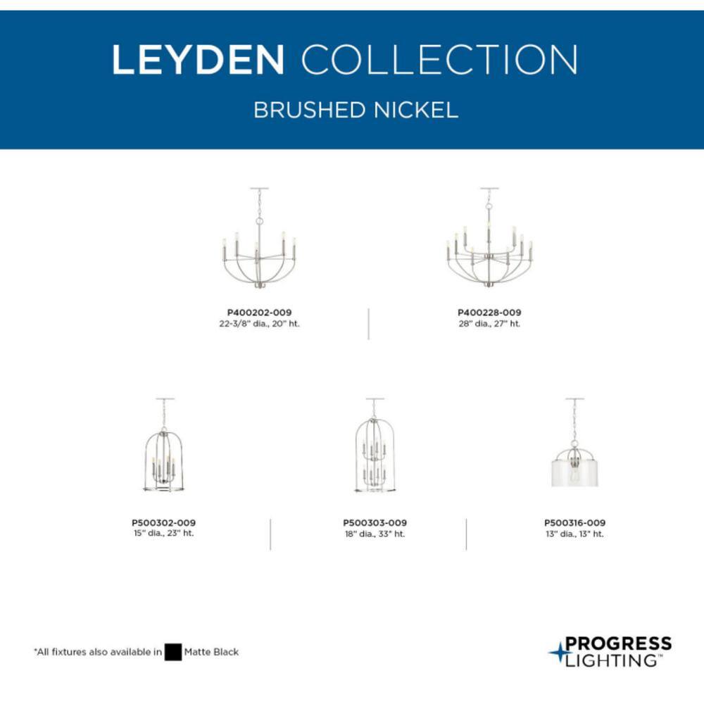Progress Lighting Leyden 5-Light Brushed Nickel Farmhouse Chandelier Light