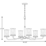 Progress Lighting Winslett Collection 6-Light Brushed Nickel Clear Seeded Glass Coastal Chandelier Light