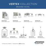 Progress Lighting Vertex Collection 3-Light Brushed Nickel Etched White Contemporary Convertible Chandelier