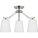 Progress Lighting Vertex Collection 3-Light Brushed Nickel Etched White Contemporary Convertible Chandelier