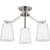 Progress Lighting Vertex Collection 3-Light Brushed Nickel Etched White Contemporary Convertible Chandelier
