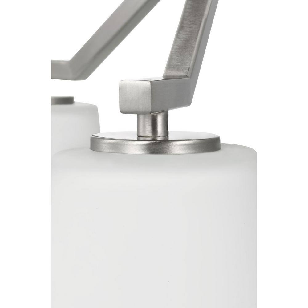 Progress Lighting Vertex Collection 3-Light Brushed Nickel Etched White Contemporary Convertible Chandelier