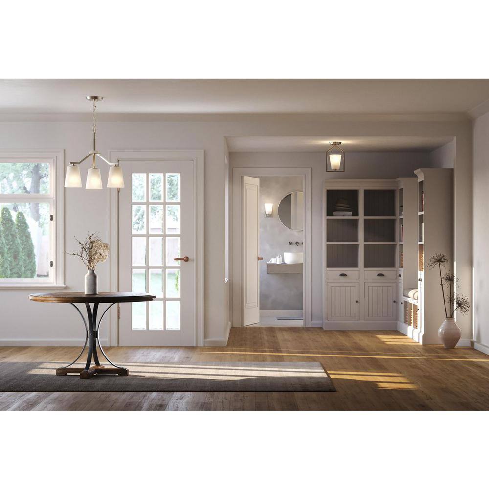 Progress Lighting Vertex Collection 3-Light Brushed Nickel Etched White Contemporary Convertible Chandelier