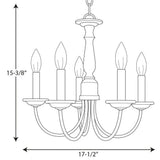 Progress Lighting Five-Light Brushed Nickel White Candles Traditional Chandelier Light