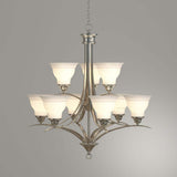 Progress Lighting Trinity Collection 9-Light Brushed Nickel Etched Glass Traditional Chandelier Light