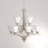 Progress Lighting Trinity Collection 9-Light Brushed Nickel Etched Glass Traditional Chandelier Light