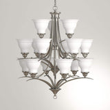 Progress Lighting Trinity Collection 15-Light Brushed Nickel Etched Glass Traditional Chandelier Light