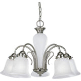 Progress Lighting Bedford Collection 5-Light Brushed Nickel Etched Alabaster Glass Traditional Chandelier Light