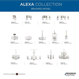Progress Lighting Alexa Collection 5-Light Brushed Nickel Etched Linen With Clear Edge Glass Modern Chandelier Light