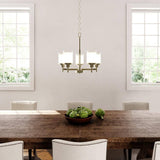 Progress Lighting Alexa Collection 5-Light Brushed Nickel Etched Linen With Clear Edge Glass Modern Chandelier Light