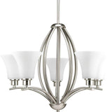 Progress Lighting Joy Collection 5-Light Brushed Nickel Etched White Inside Glass Traditional Chandelier Light