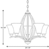 Progress Lighting Joy Collection 5-Light Brushed Nickel Etched White Inside Glass Traditional Chandelier Light