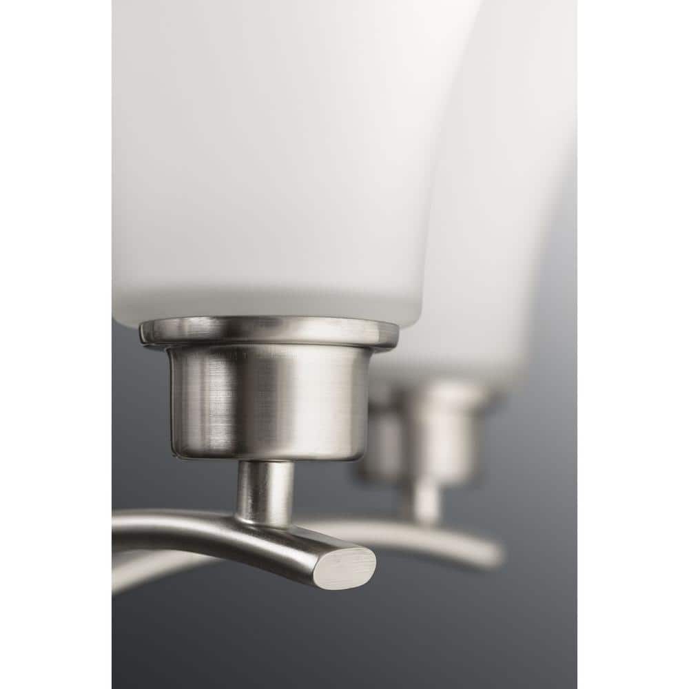 Progress Lighting Joy Collection 5-Light Brushed Nickel Etched White Inside Glass Traditional Chandelier Light