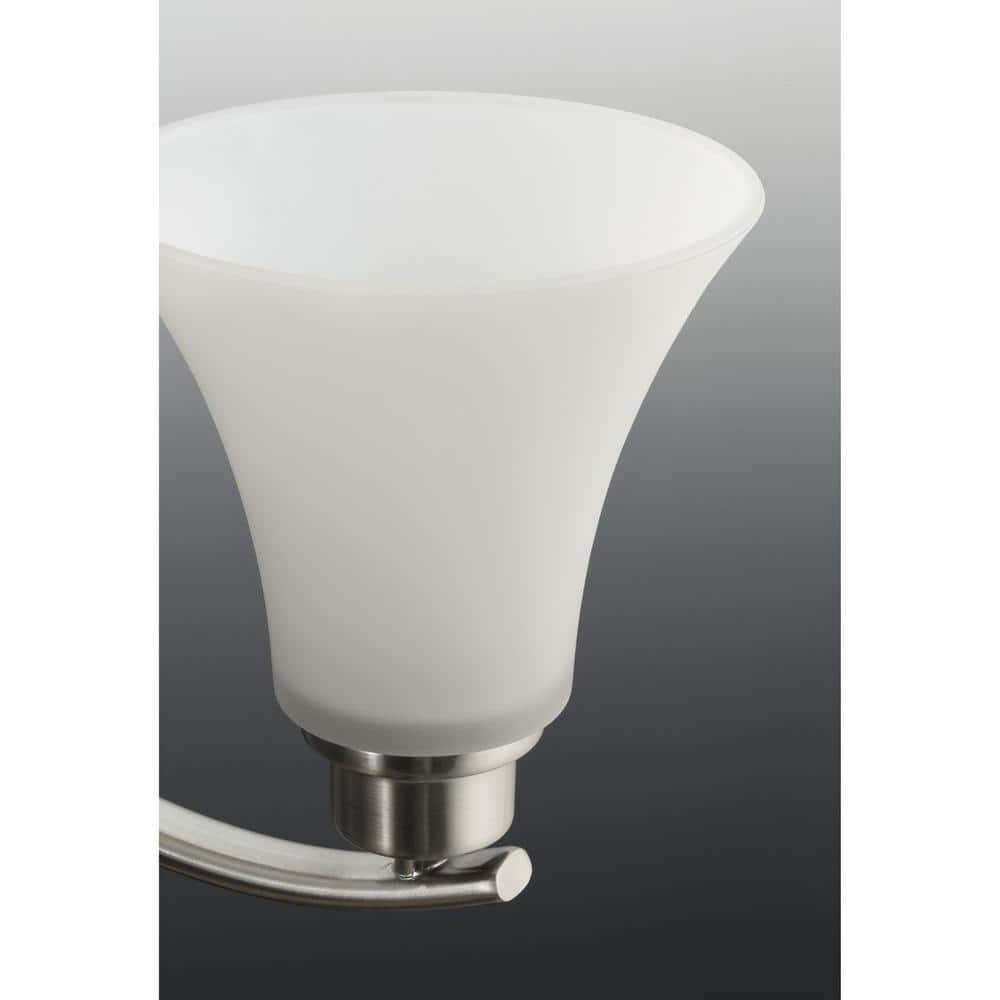 Progress Lighting Joy Collection 5-Light Brushed Nickel Etched White Inside Glass Traditional Chandelier Light