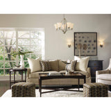 Progress Lighting Joy Collection 5-Light Brushed Nickel Etched White Inside Glass Traditional Chandelier Light