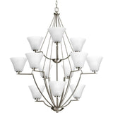 Progress Lighting Bravo Collection 12-Light Brushed Nickel Etched Glass Modern Chandelier Light