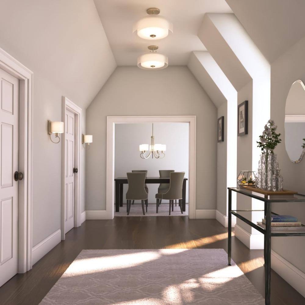 Progress Lighting Invite Collection 5-Light Brushed Nickel White Silk Mylar Shade New Traditional Chandelier Light