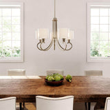 Progress Lighting Invite Collection 5-Light Brushed Nickel White Silk Mylar Shade New Traditional Chandelier Light