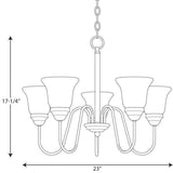 Progress Lighting Classic Collection 5-Light Brushed Nickel Etched Glass Traditional Chandelier Light