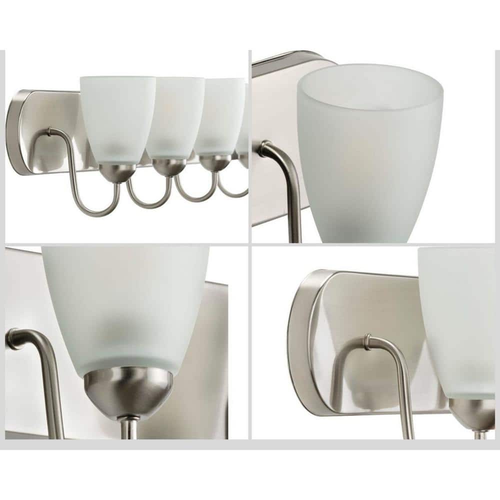 Progress Lighting Gather Collection 48 in. 6-Light Brushed Nickel Etched Glass Bath Vanity Light, P2714-09