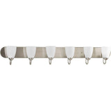 Progress Lighting Gather Collection 48 in. 6-Light Brushed Nickel Etched Glass Bath Vanity Light, P2714-09