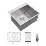 cadeninc 25 x 22 x 12 Inch Single Bowl Drop-In Utility Sink