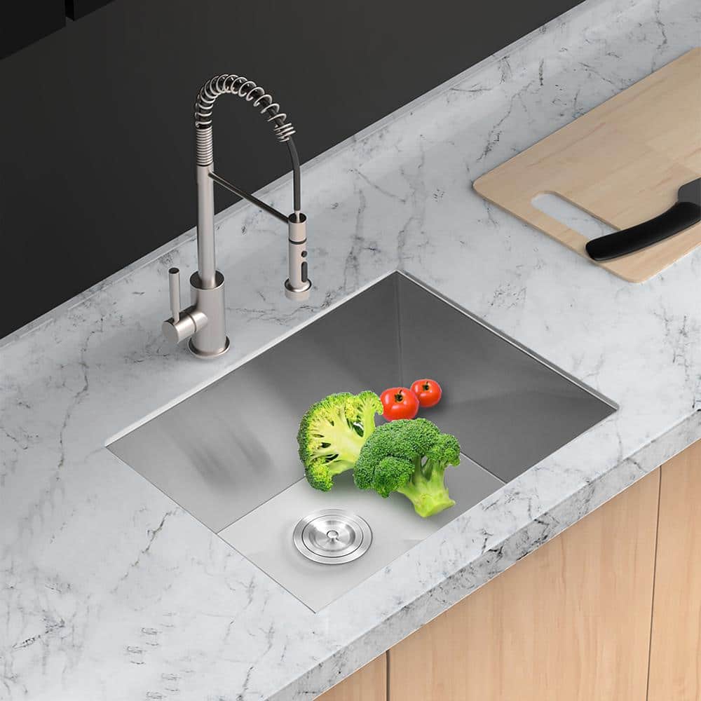Staykiwi 23-inch Undermount Utility Sink with Sound-Dampening in Brushed Nickel