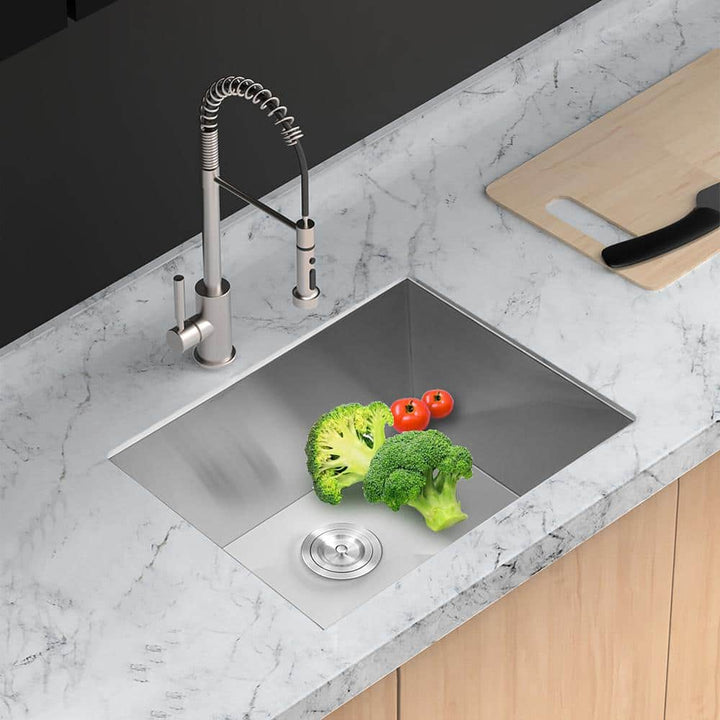 Staykiwi 23-inch Undermount Utility Sink with Sound-Dampening in Brushed Nickel