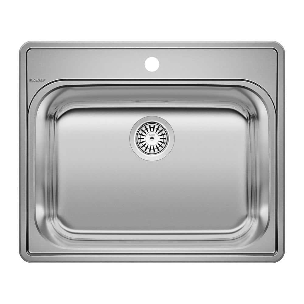 Blanco Essential 22" x 12" Drop-In Stainless Steel Kitchen Sink - Brushed Satin