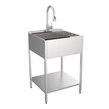 Transolid 15 Gal. 22.1 in. D x 24 in. W Freestanding Laundry Sink with Cabinet in Brushed Satin with Faucet and Accessories