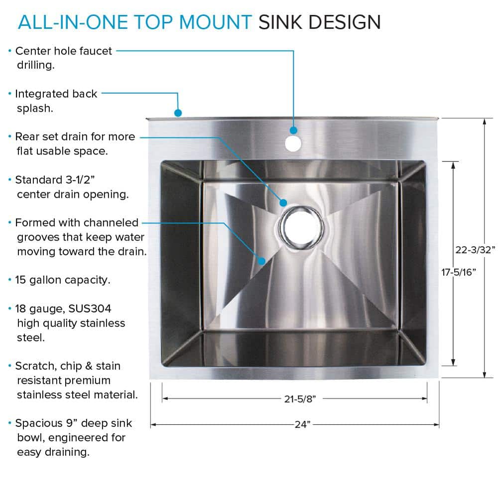 Transolid 15 Gal. 22.1 in. D x 24 in. W Freestanding Laundry Sink with Cabinet in Brushed Satin with Faucet and Accessories