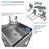 Transolid 15 Gal. 22.1 in. D x 24 in. W Freestanding Laundry Sink with Cabinet in Brushed Satin with Faucet and Accessories