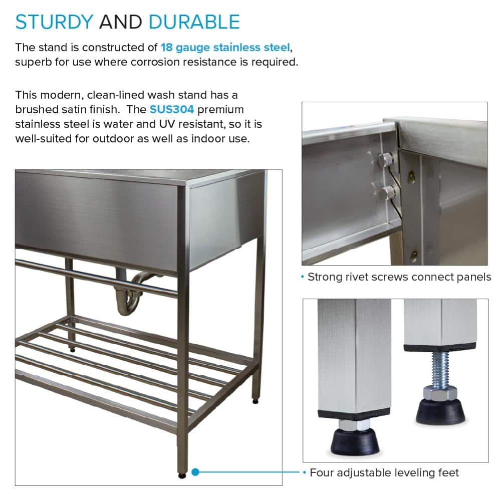 Transolid Stainless Steel Freestanding Laundry Utility Sink with Wash Stand