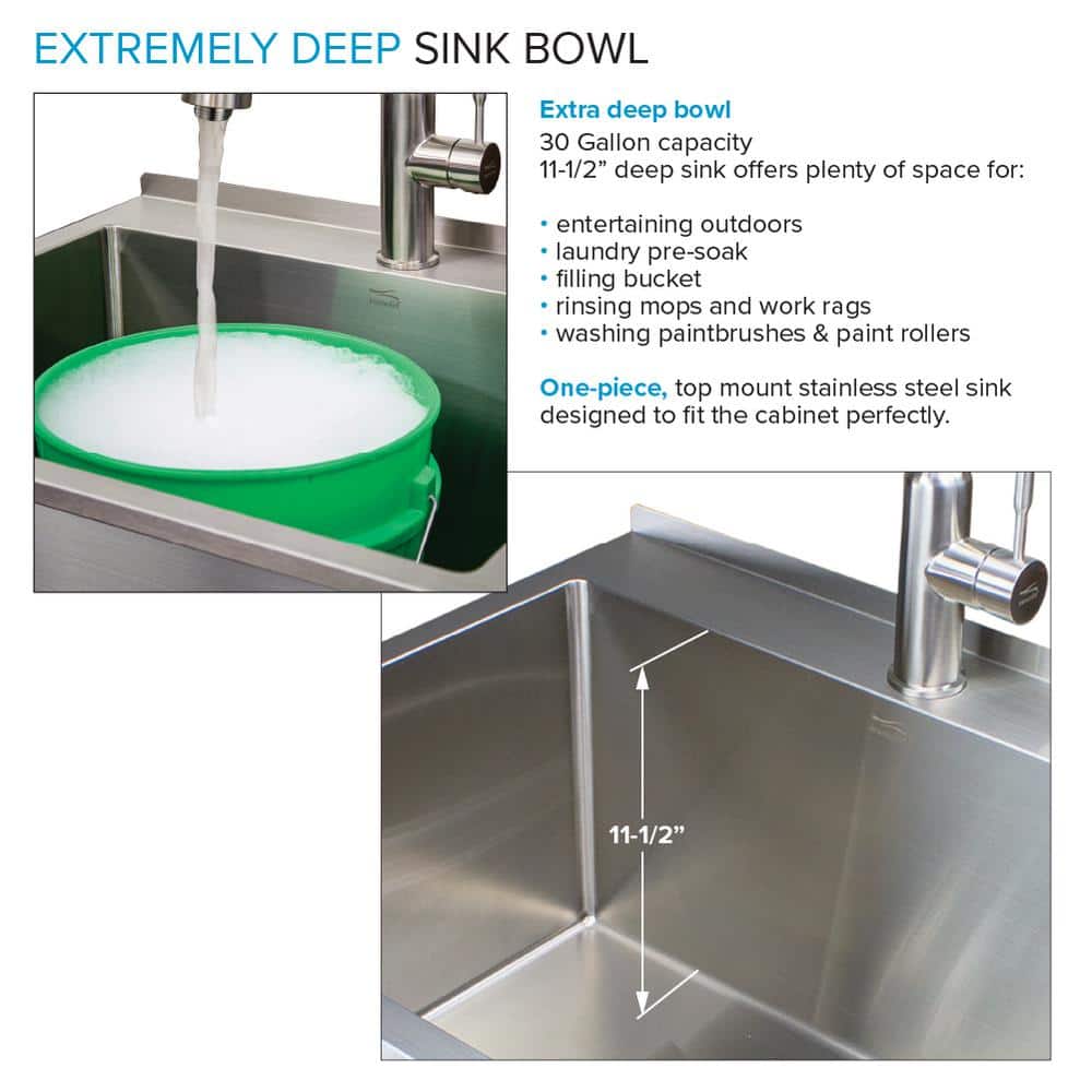 Transolid Stainless Steel Freestanding Laundry Utility Sink with Wash Stand