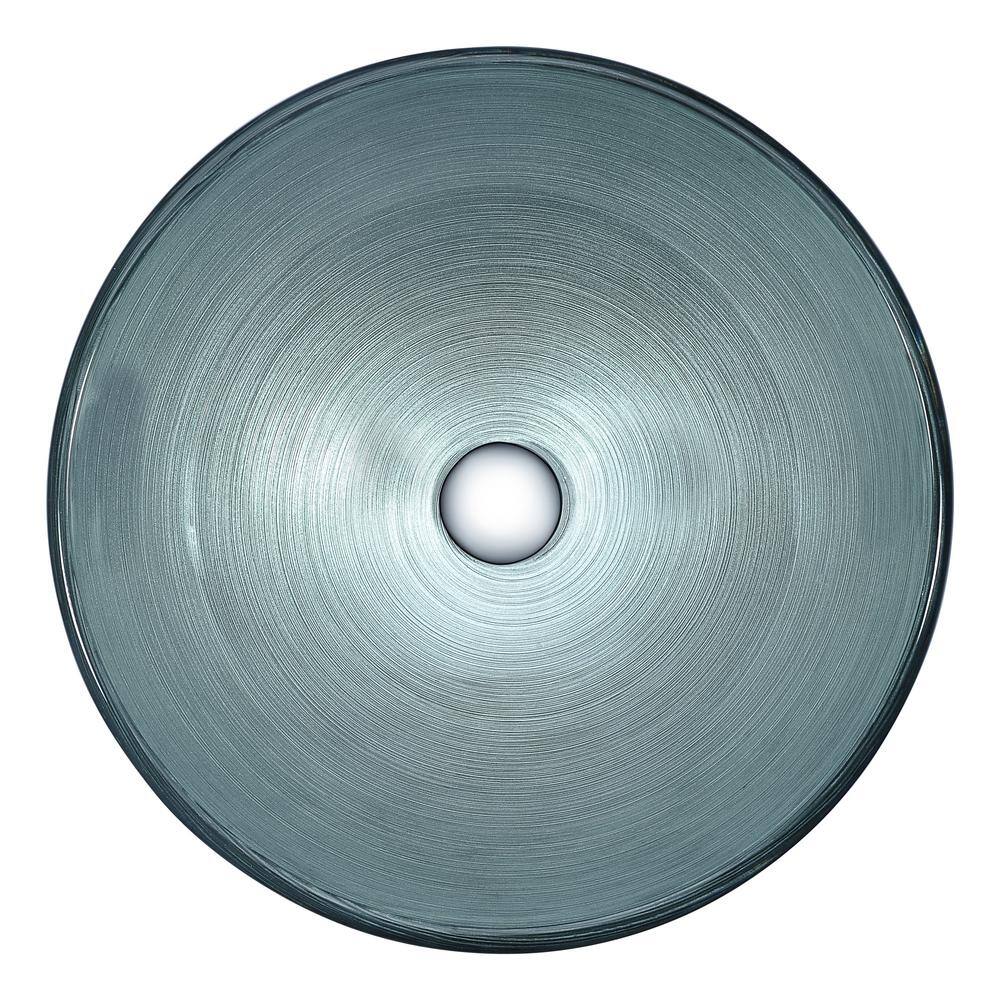 ANZZI Posh Series Deco-Glass Vessel Sink, Round 16.5 in., Brushed Silver