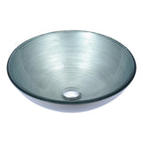 ANZZI Posh Series Deco-Glass Vessel Sink, Round 16.5 in., Brushed Silver