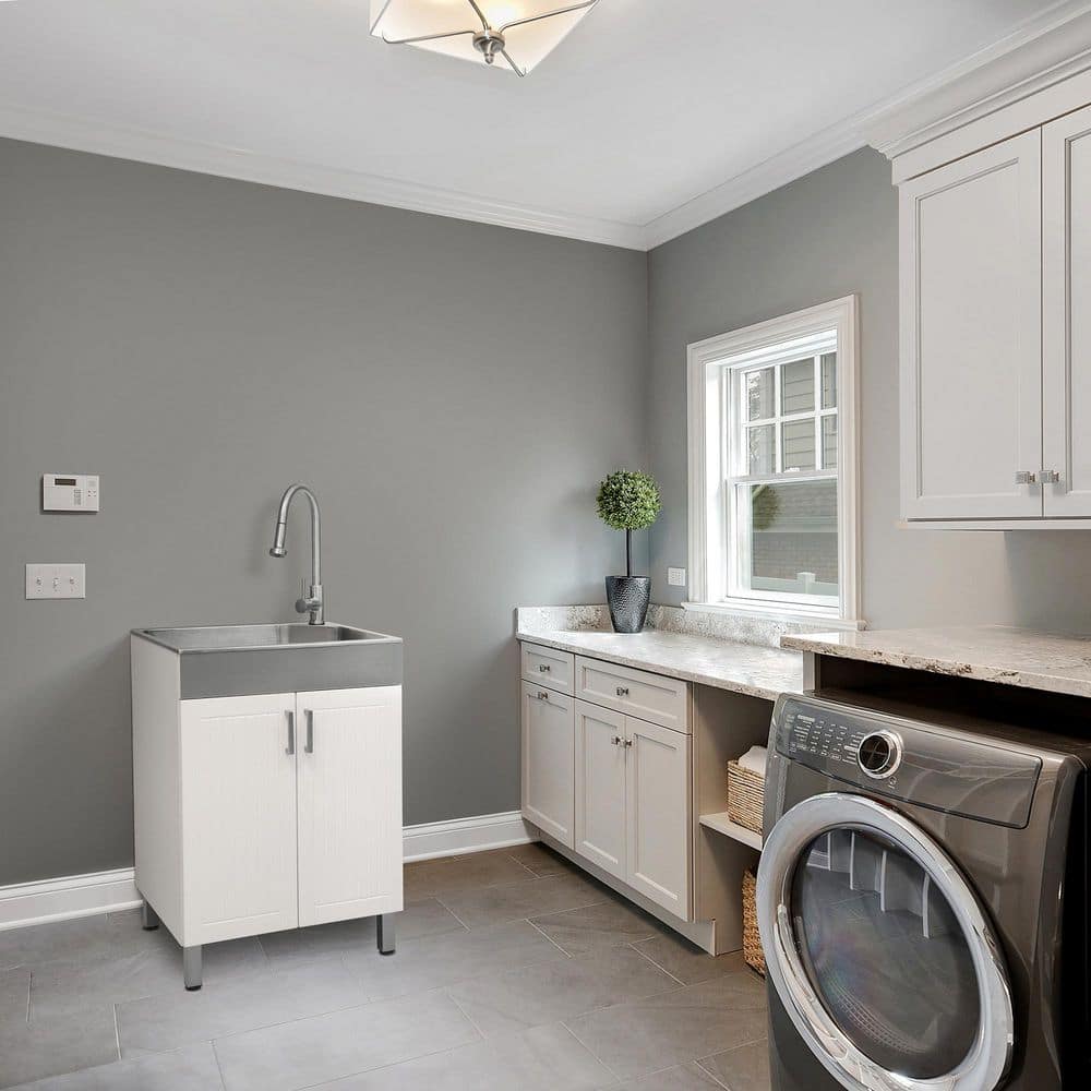 Presenza All-in-One Laundry Sink Cabinet with Stainless Steel Sink and Faucet
