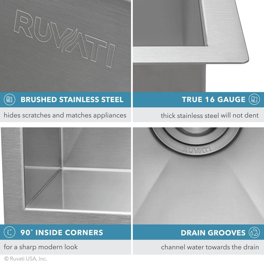 Ruvati 23 in. x 19 in. x 13 in. Single Bowl Undermount Laundry Utility Workstation Sink