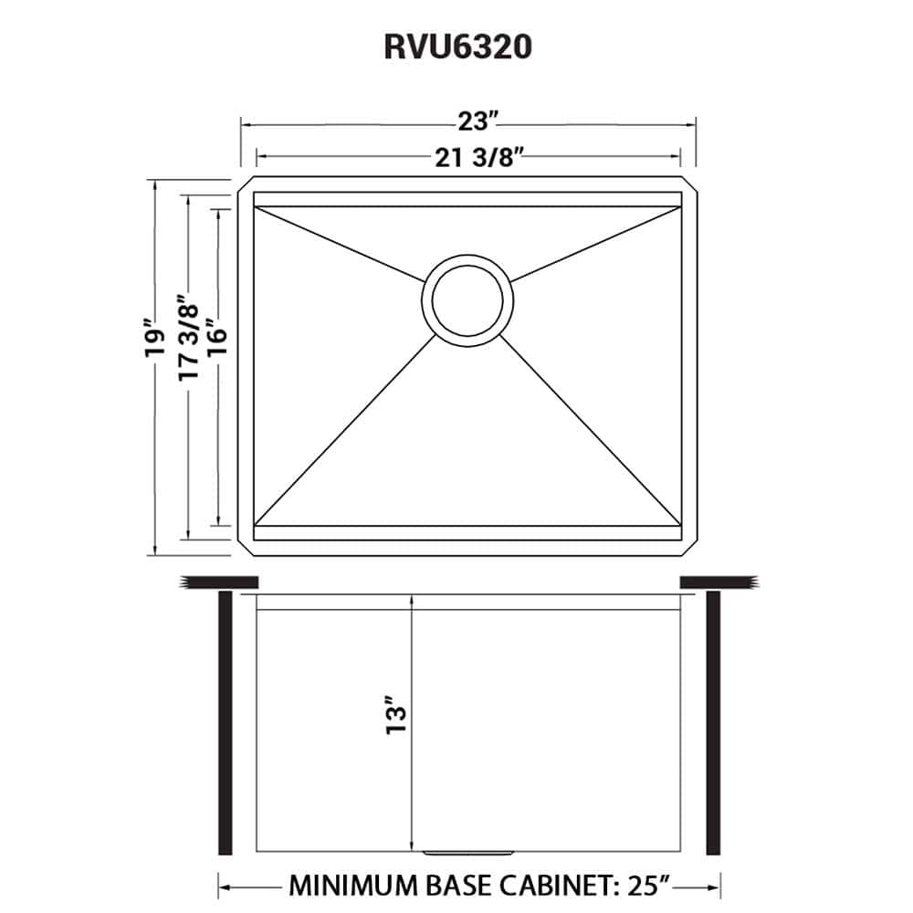 Ruvati 23 in. x 19 in. x 13 in. Single Bowl Undermount Laundry Utility Workstation Sink