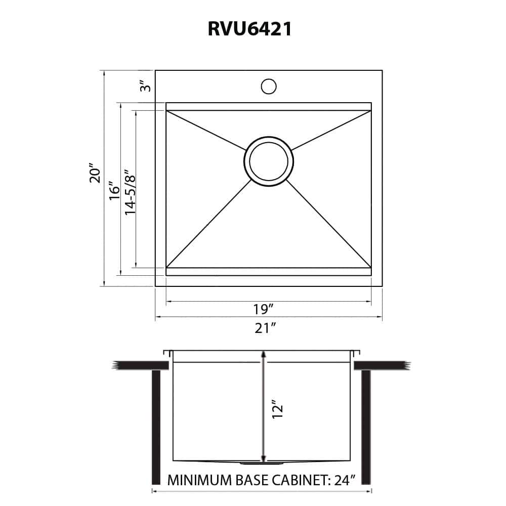 Ruvati 21 x 20 x 12 inch Drop-in Topmount Laundry Utility Workstation Sink 16 Gauge Stainless Steel