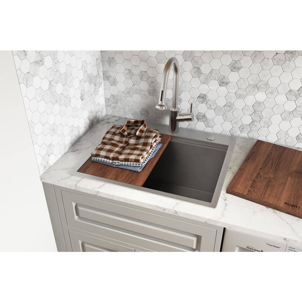Ruvati Alto 25 x 22 x 12 Stainless Steel Topmount Laundry Utility Workstation Sink