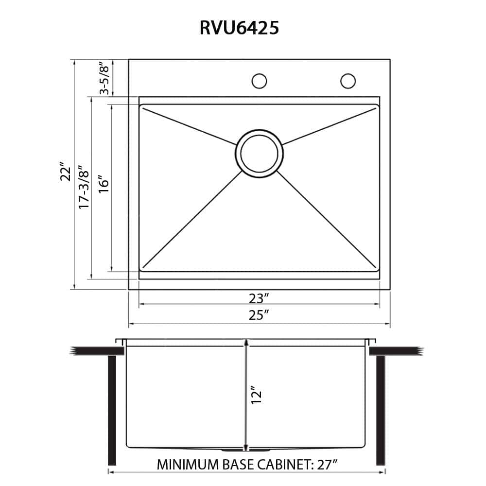 Ruvati Alto 25 x 22 x 12 Stainless Steel Topmount Laundry Utility Workstation Sink
