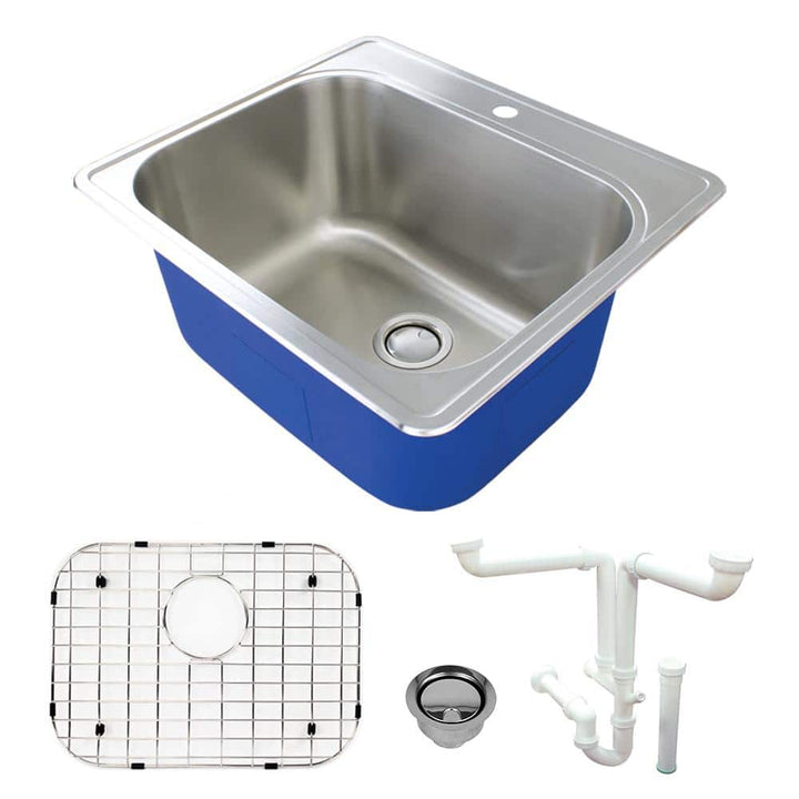 Transolid Meridian 25 in. x 22 in. Stainless Steel Drop-In Laundry Utility Sink Kit