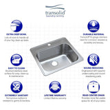 Transolid Meridian 25 in. x 22 in. x 12 in. Stainless Steel Drop-in Laundry/Utility Sink Kit with 4-Hole